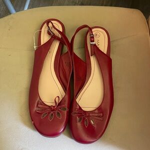 Massini Red Women's Flats with Cutout Bow